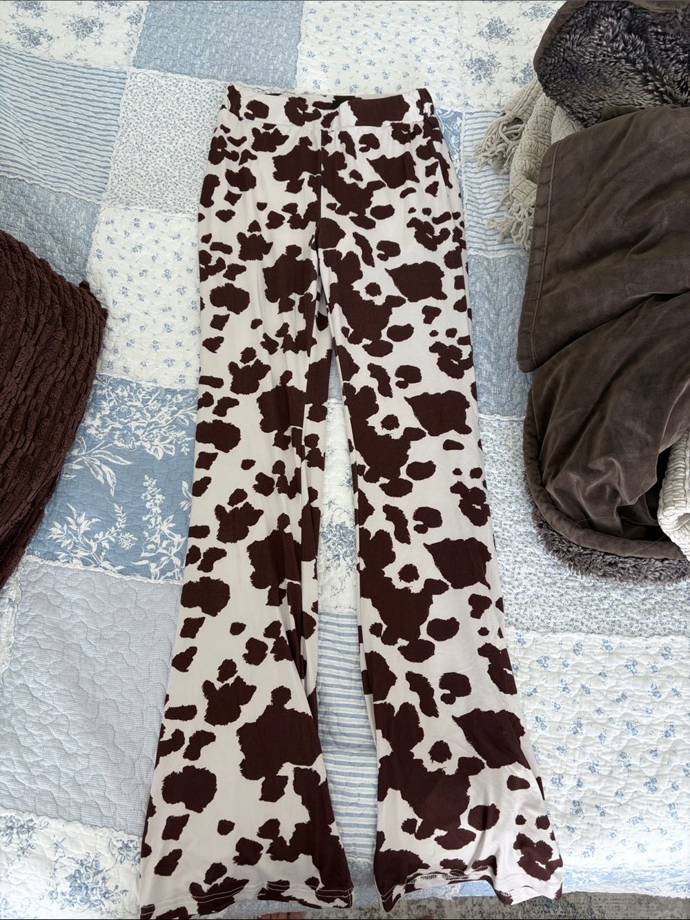 Brown Cow-Print Wide Leg Women’s leggings flare